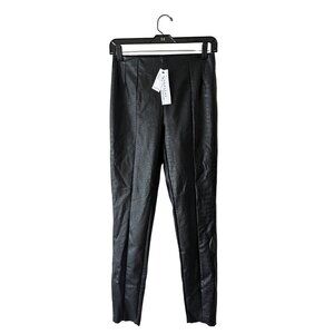 Top Shop Faux Crocodile Embossed Black Straight Leather Leg Pants  - Size 2 READ